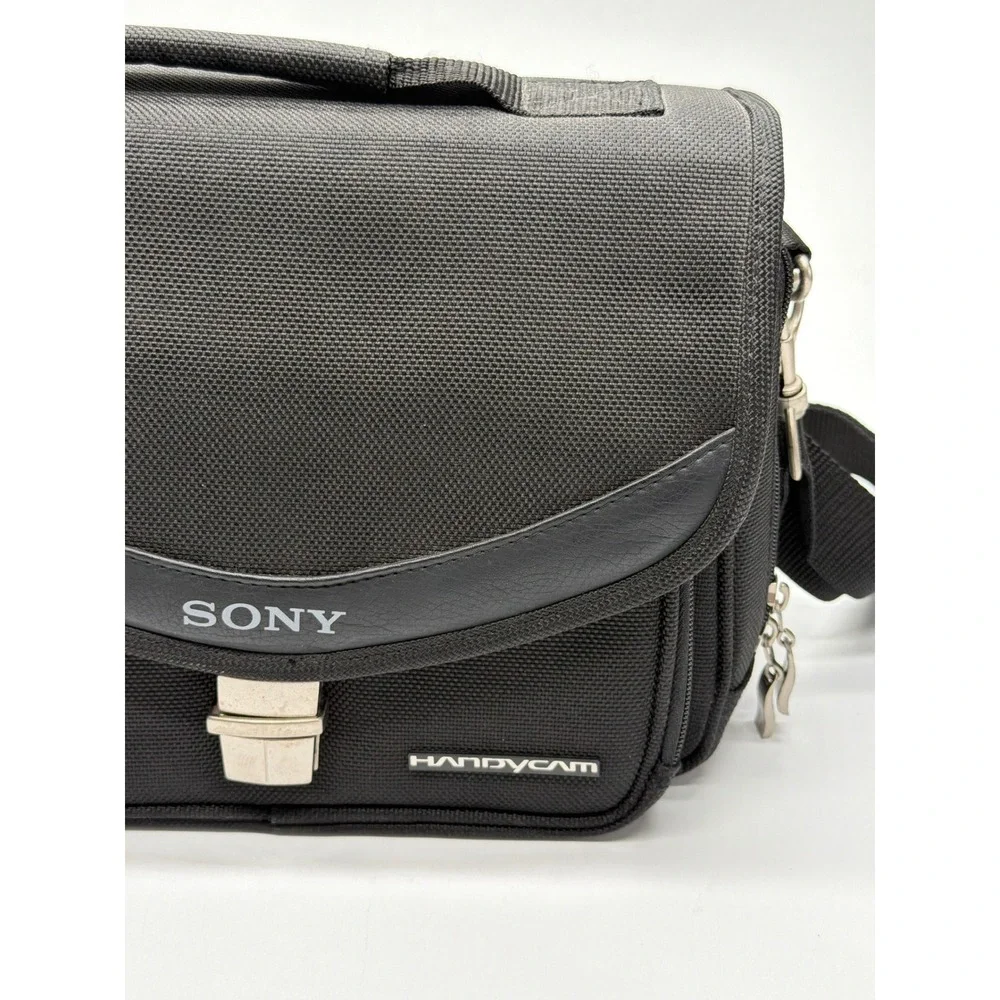 Sony Handycam Camera Bag Black Nylon Padded Shoulder Strap‎ Video Case Messenger